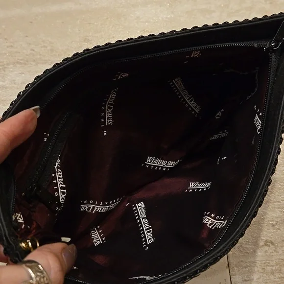 Whiting and Davis International Black Sequin Mesh Evening bag/Zipper Clutch - Picture 7 of 9